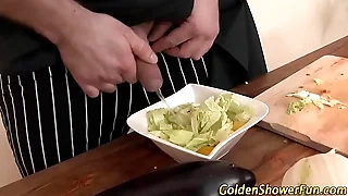 Pee drinking ho gulps cum